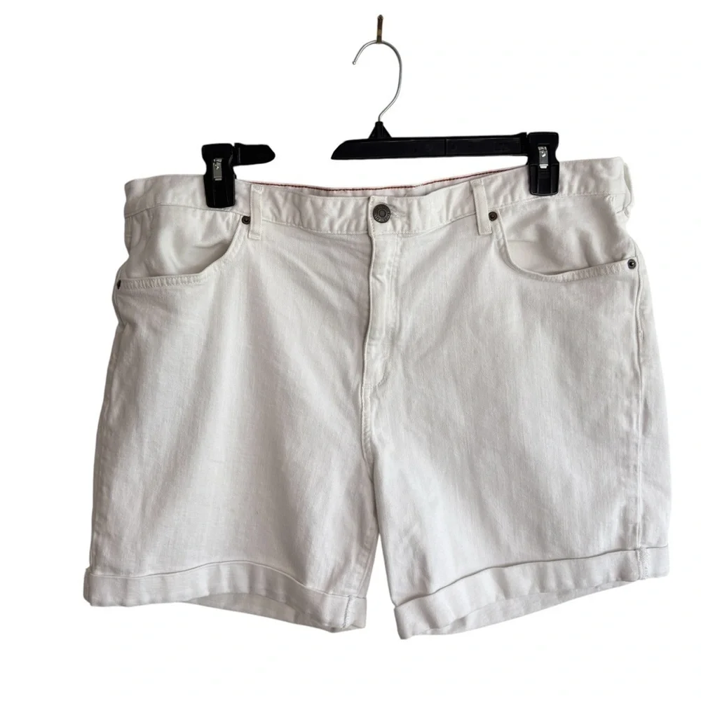 Eddie Bauer White Denim Boyfriend Shorts Plus Size 18 Stretch Denim Bermuda